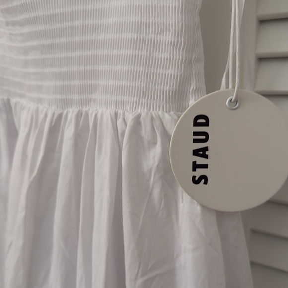 New NWT STAUD Landry White Corset Drop Waist Midi Dress Size S - Picture 6 of 8